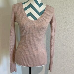 Aphorism light pink long sleeve sweater, size medium. V-neck